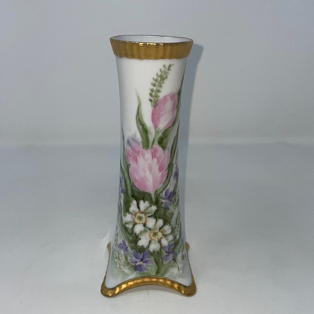 Vintage Heinrich & Co. Bavaria hand painted floral vase